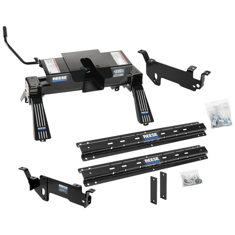 Reese Outboard Quick Install Rail Kit and 16K Dual Jaw 5th Wheel Hitch